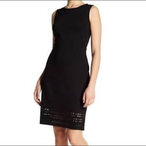 NWT AMANDA & CHELSEA BLACK STRETCH SHEATH DRESS WITH LASER CUT HEM DETAIL 14